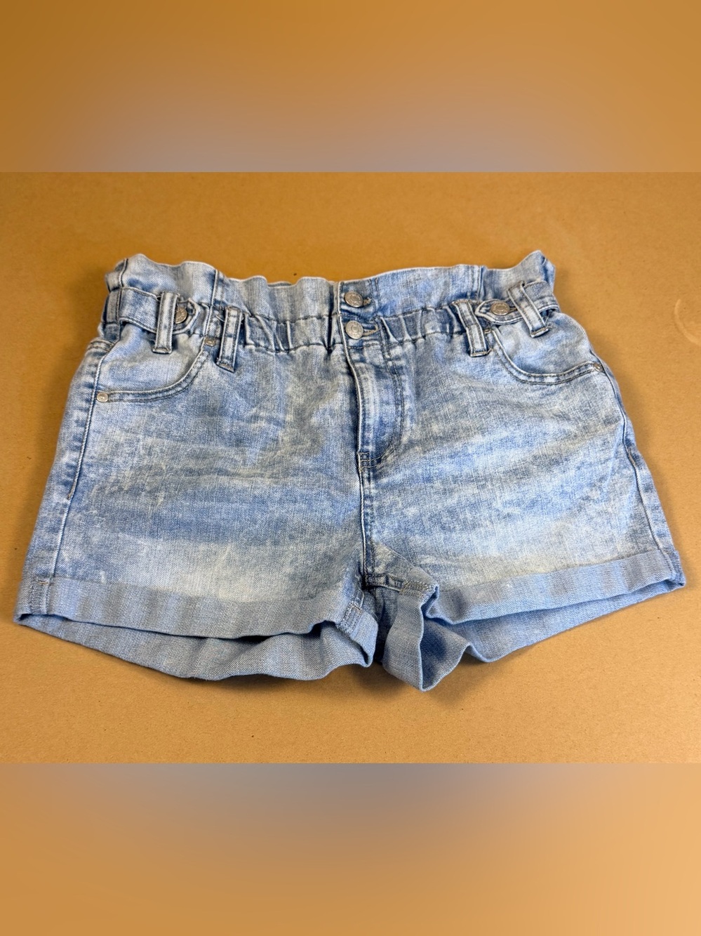 Madden Girl Light Blue Paperbag Waist Denim Shorts